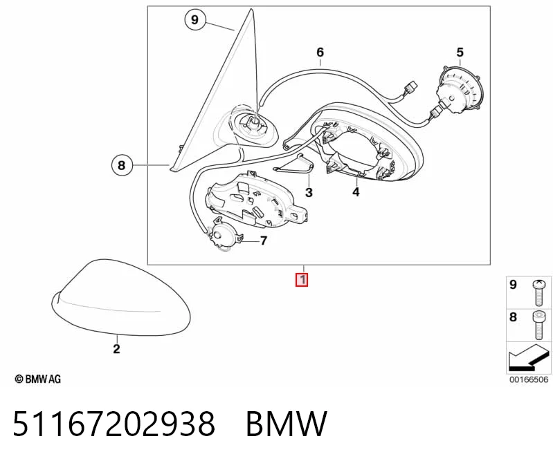  Правое зеркало BMW 3 