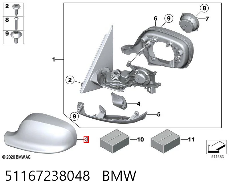 51167238048 BMW Накладка зеркала заднего вида, правая