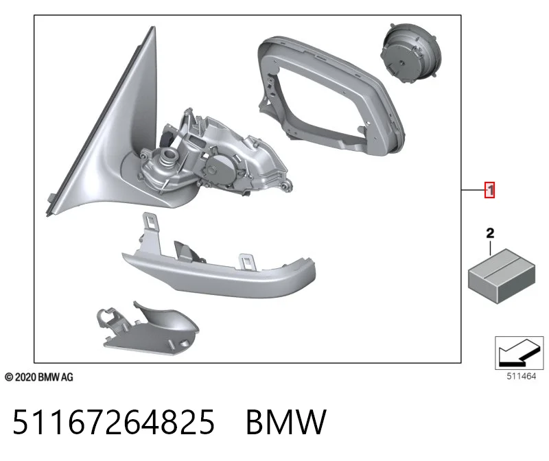 Левое боковое зеркало на BMW 7  F01, F02, F03, F04