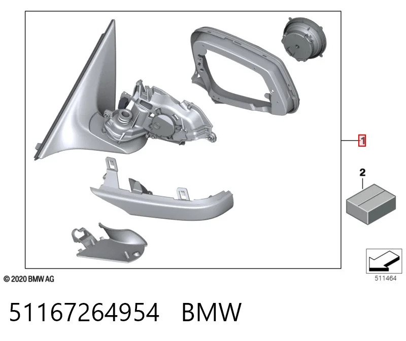Зеркало заднего вида правое на BMW 7  F01, F02, F03, F04