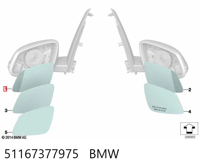51167377975 BMW Зеркальный элемент левого зеркала заднего вида