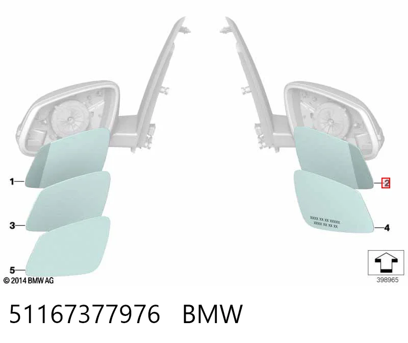 51167377976 BMW Зеркальный элемент правого зеркала заднего вида