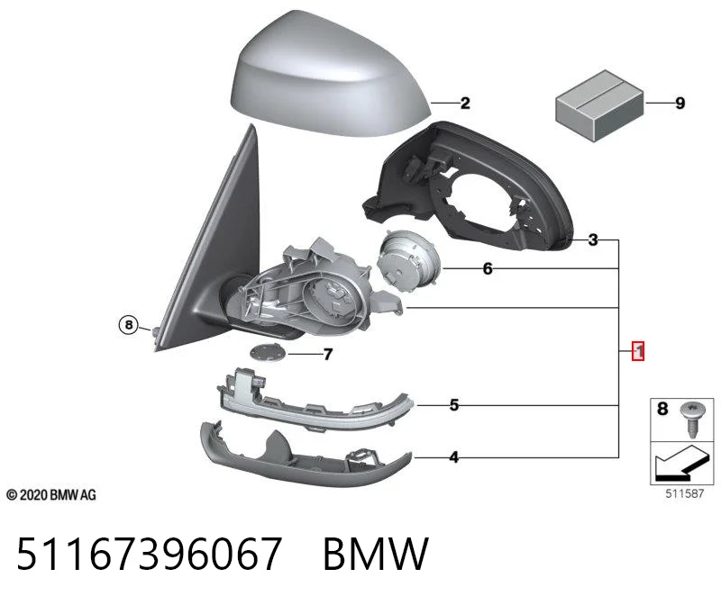 51167396067 BMW Левое боковое зеркало