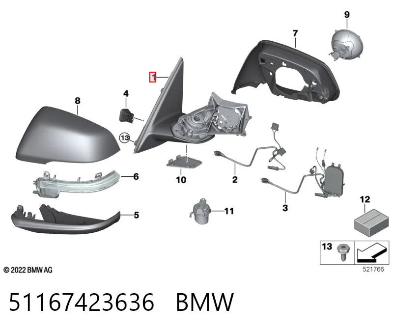 Зеркало заднего вида правое на BMW X1  F48