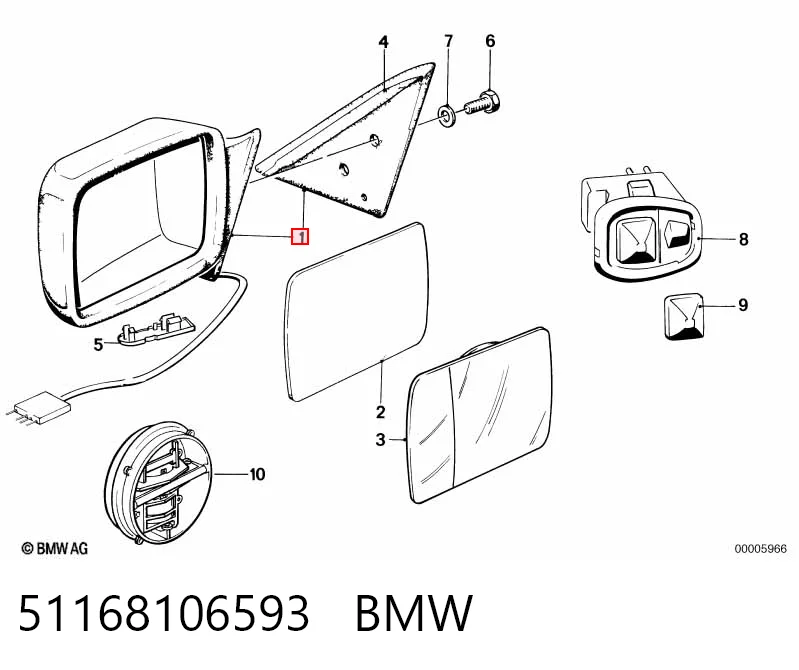 Зеркало заднего вида, левое BMW 3 седан (E30) (1982 - 1992) цена, от 29.48 USD