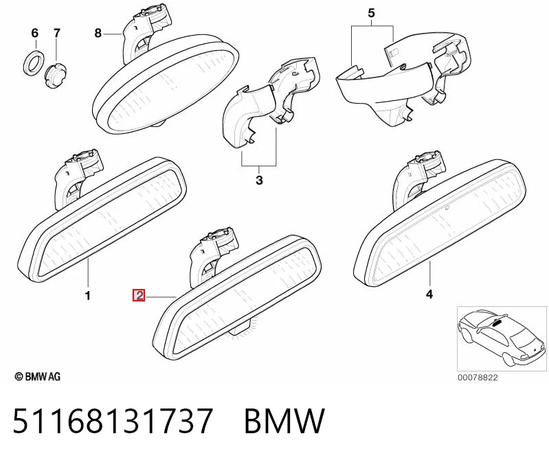 Зеркало заднего вида в салоне на BMW 3  E36