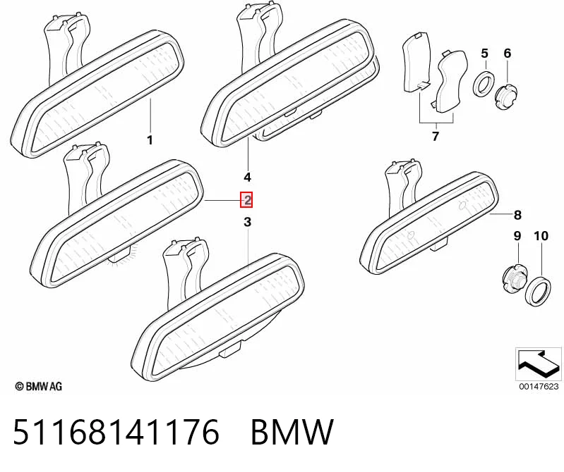 Зеркало салона внутреннее BMW 3 седан (E36) (1990 - 1998) цена, от 10.14 USD