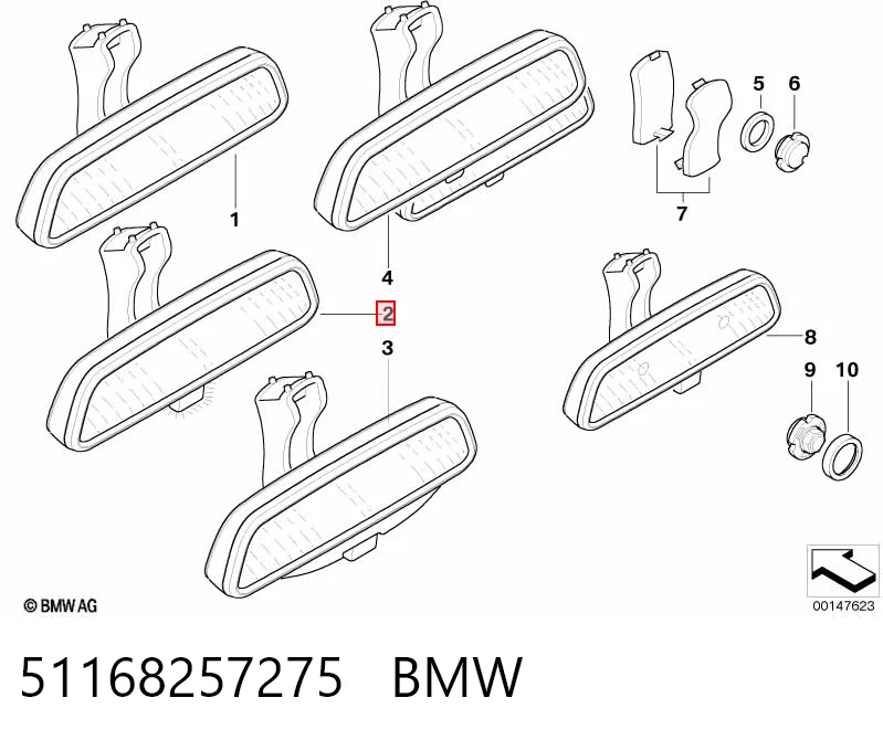 Зеркало заднего вида в салоне на BMW 7  E38