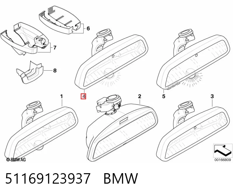 Зеркало заднего вида в салоне на BMW 7  E65, E66, E67