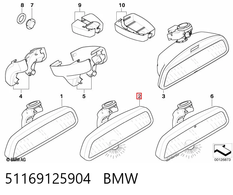 Зеркало салона внутреннее BMW 7 седан (E65, E66, E67) (2001 - 2008) цена, от 36.74 USD