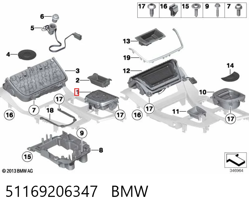 51169206347 BMW Пепельница центральной консоли