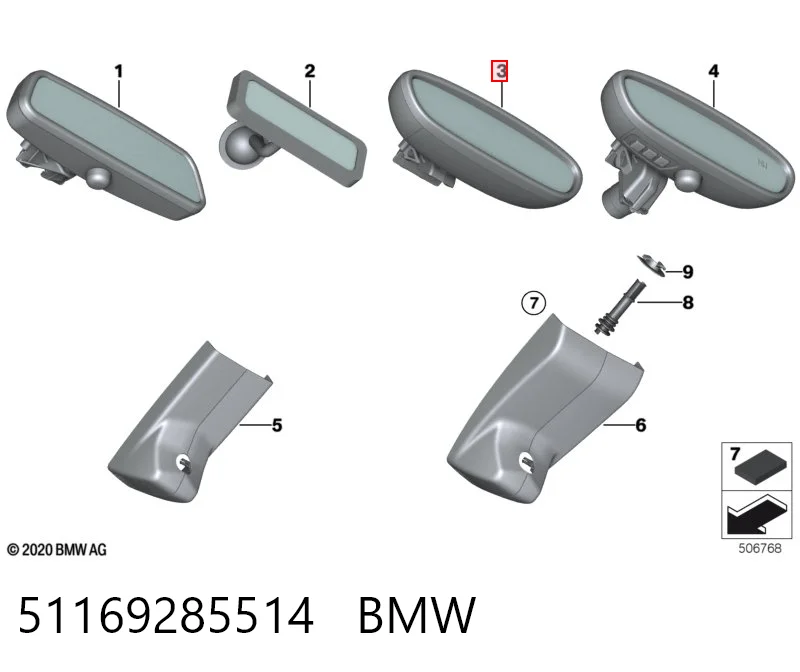 Зеркало салона внутреннее BMW 9345387 цена, от 8.90 USD