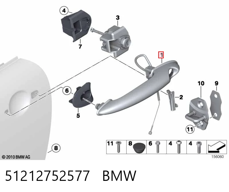 51212752577 BMW Ручка передней двери наружная, левая
