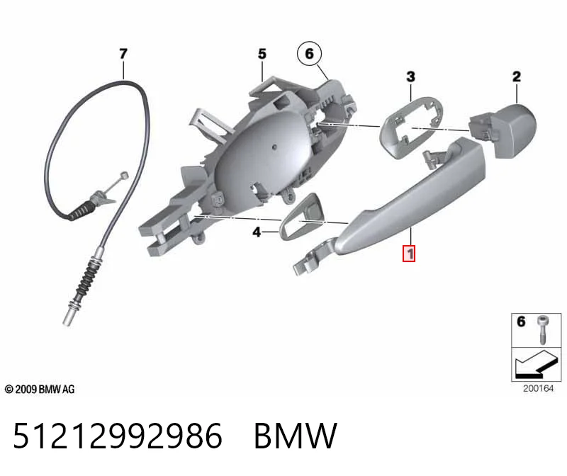 51212992986 BMW Ручка передней двери наружная, правая