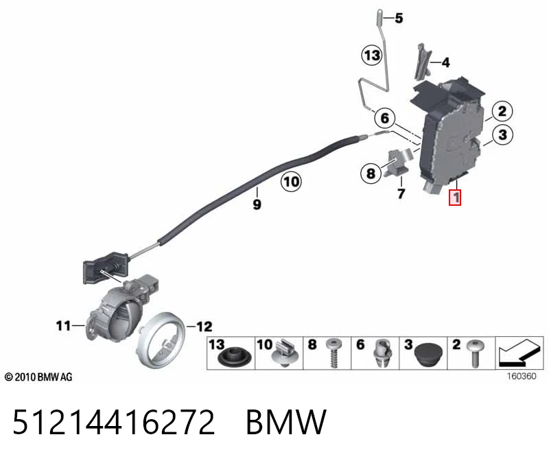 Дверной замок передний правый Mini Cooper хэтчбек (R56) (2005 - 2014) цена, от 199.44 USD