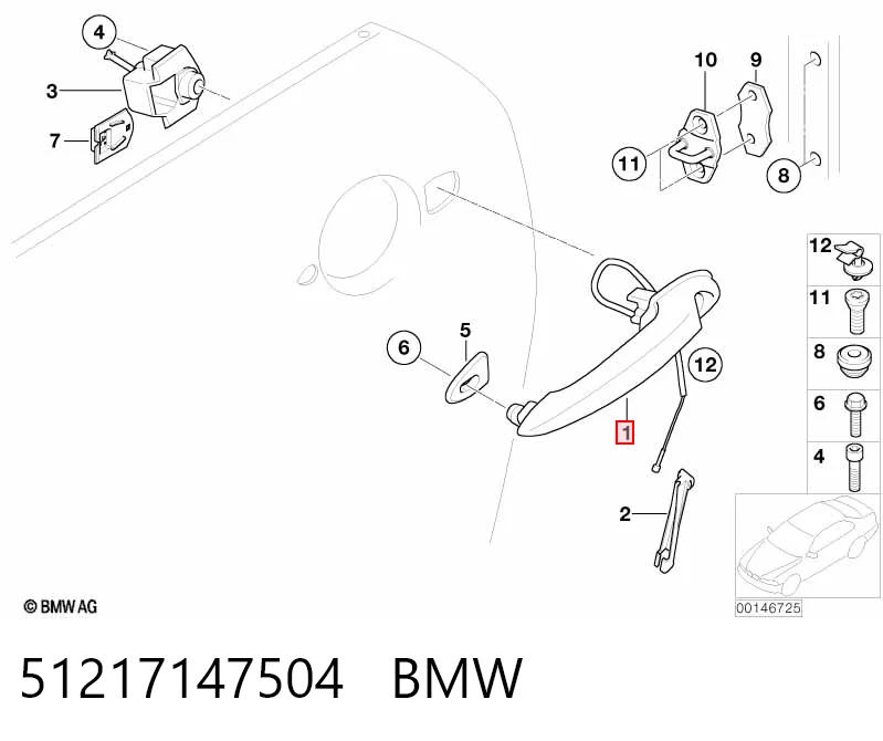 51217147504 BMW Ручка передней двери наружная, правая
