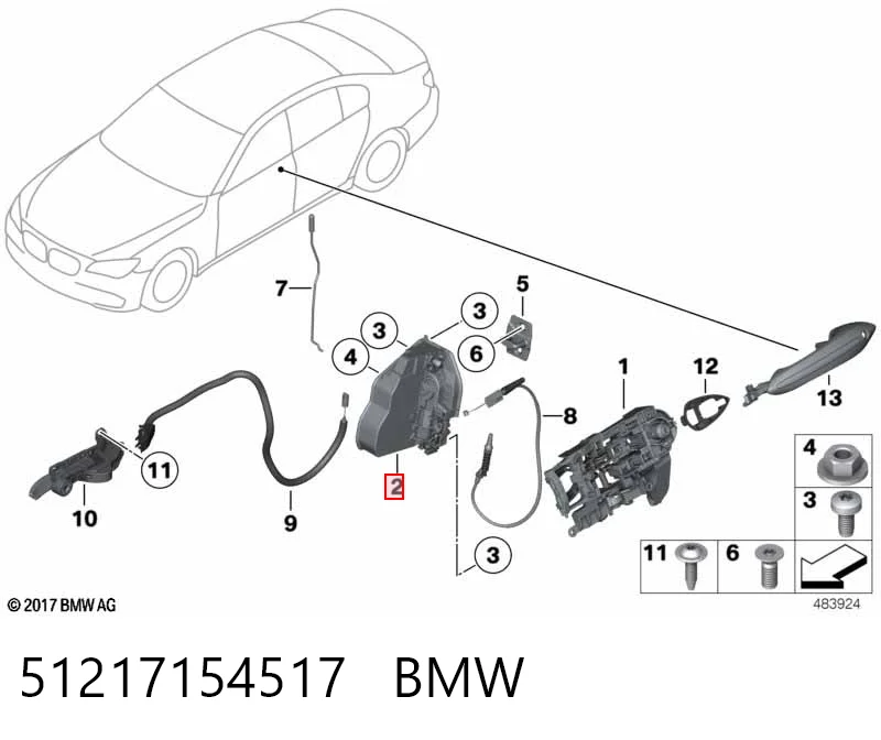 51217154517 BMW Замок двери водителя