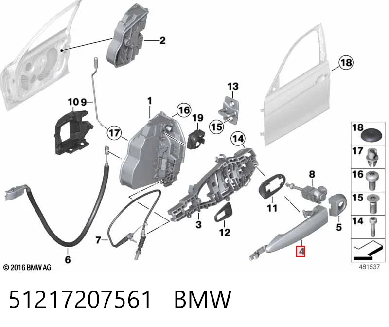 51217207561 BMW Ручка двери левой, наружняя, перед/зад