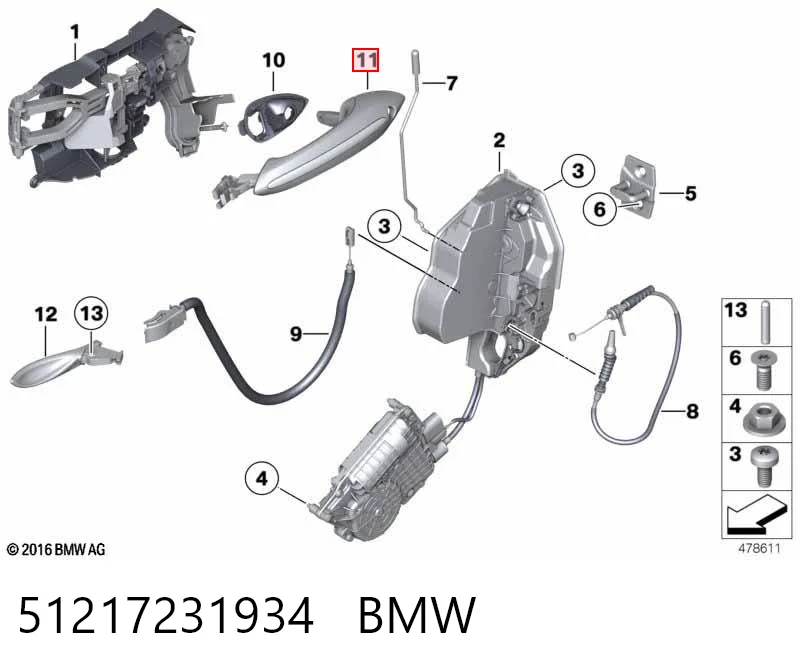 51217231934 BMW Ручка двери правой наружная передняя/задняя