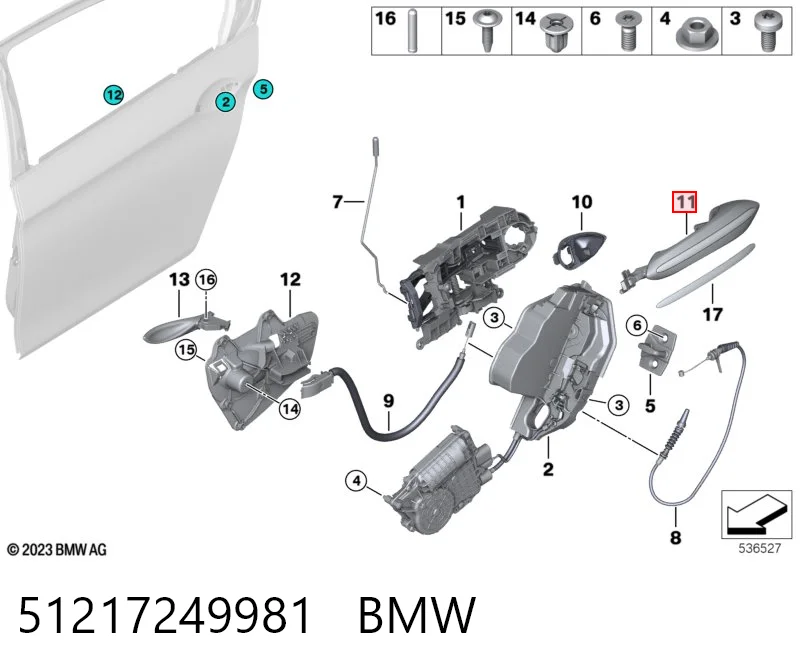 51217249981 BMW Ручка задней двери наружная, левая