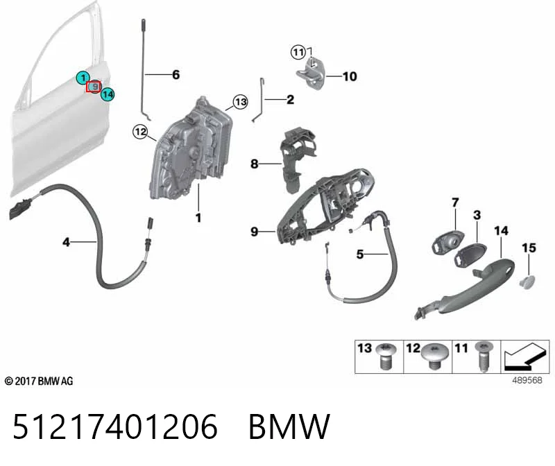51217401206 BMW Держатель наружной ручки двери передней правой
