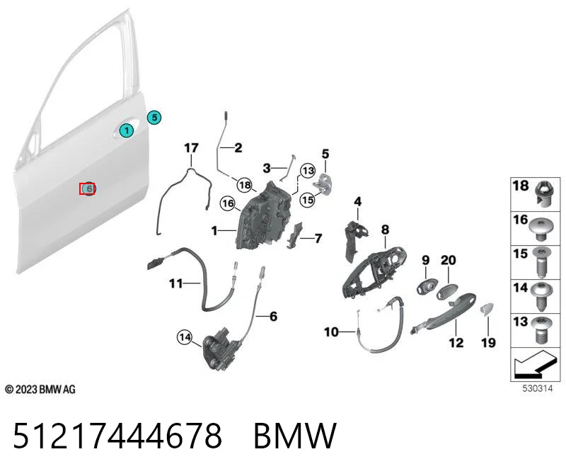51217444678 BMW Трос/тяга открывания замка двери передней правой