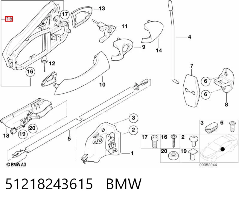 51218243615 BMW Держатель наружной ручки двери передней левой