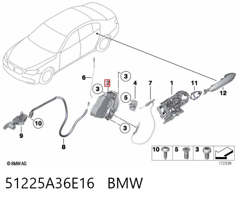 51225A36E16 BMW Замок двери задней правой
