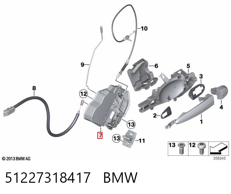 51227318417 BMW Замок двери задней левой