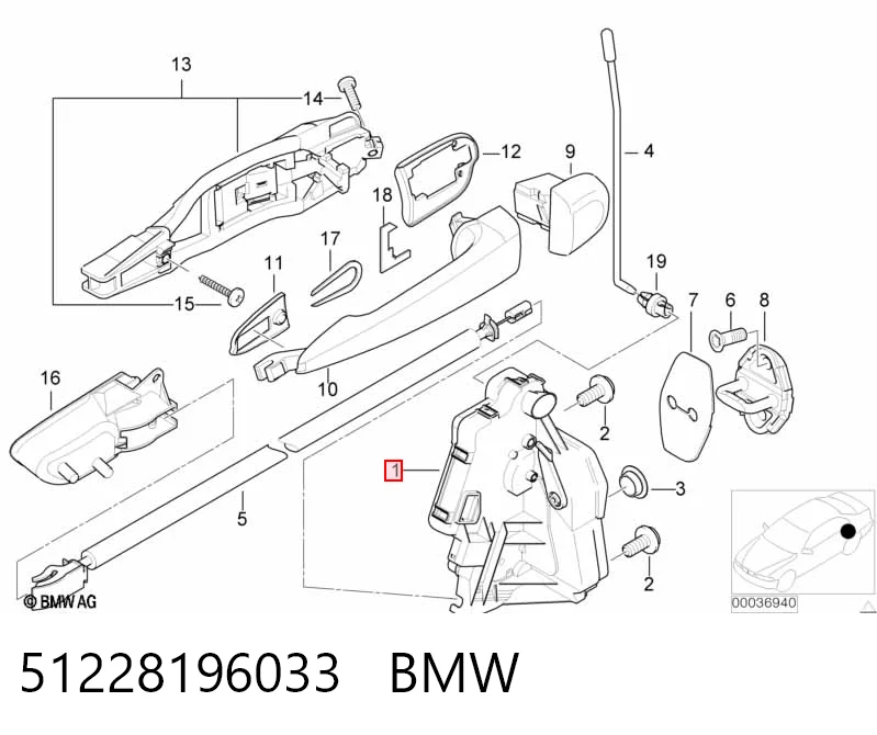 Замок двери задней левой на BMW 3  E46