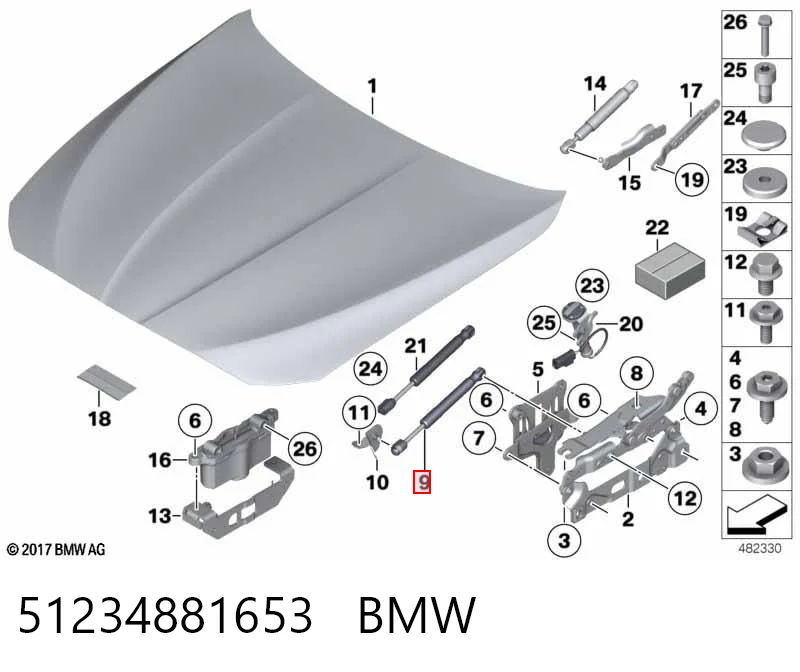 51234881653 BMW Стойка капота