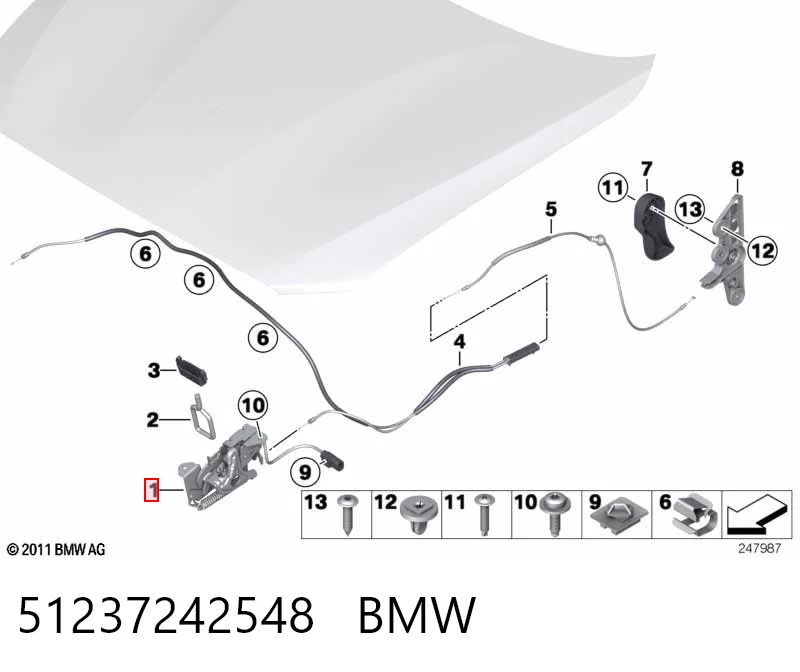 51237242548 BMW Замок капота левый