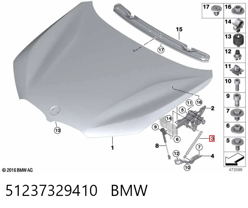 51237329410 BMW Стойка капота