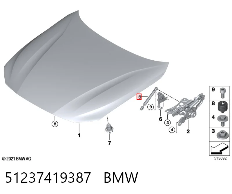 51237419387 BMW Стойка капота