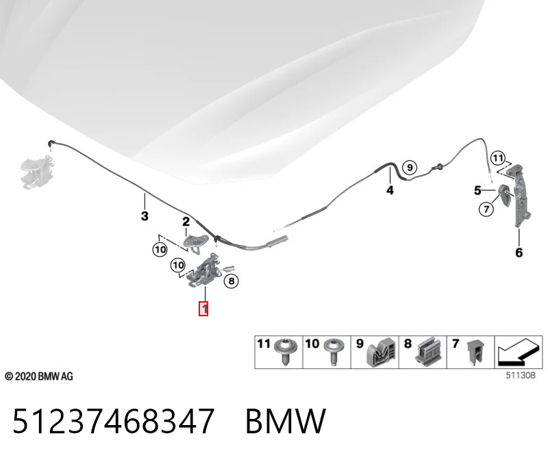 51237468347 BMW Замок капота левый