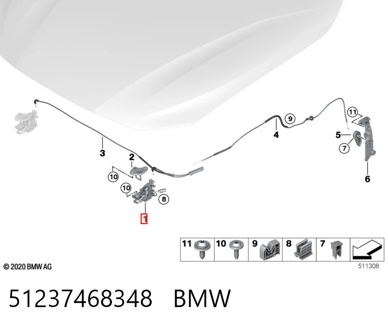 51237468348 BMW Замок капота правый