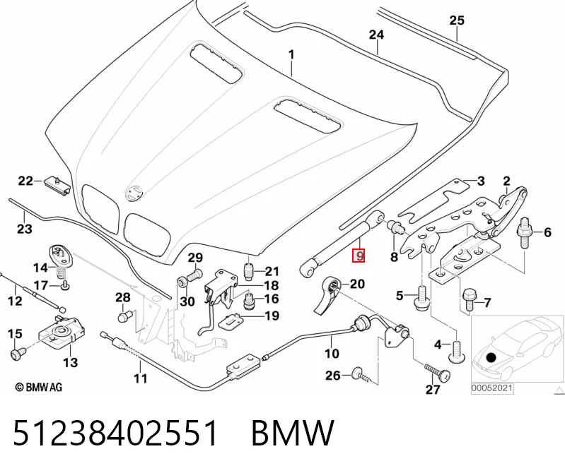 51238402551 BMW Стойка капота