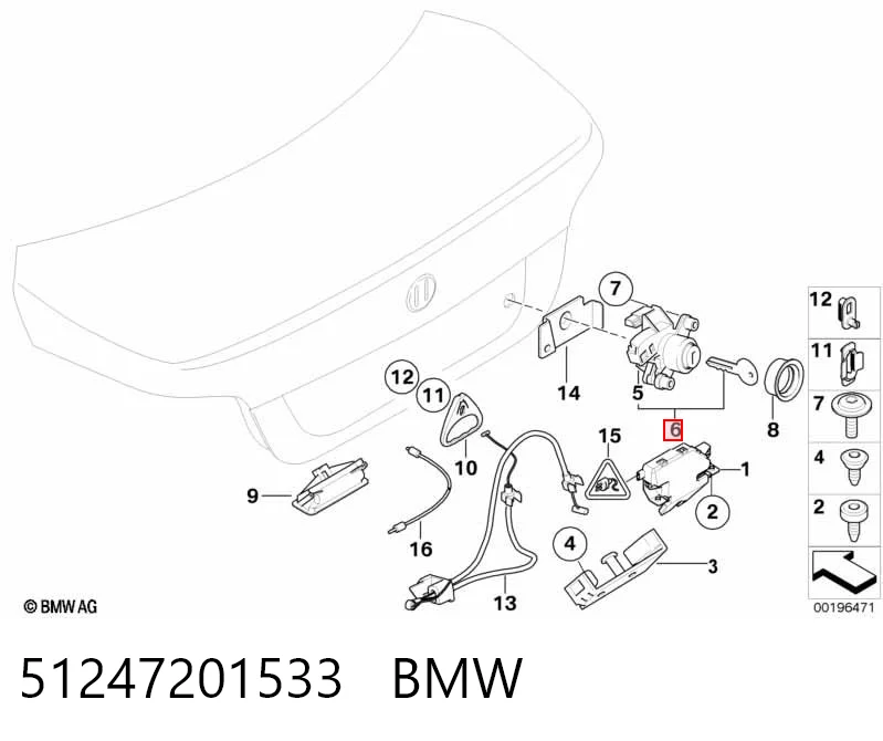 Личинка замка багажника (двери 3/5-й задней) на BMW 5  E60