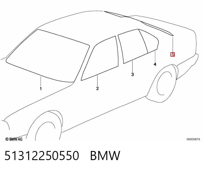 Автомобильное стекло заднее на BMW 5  E34