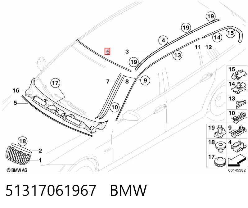 GS1408P133X Icor Верхний молдинг ветрового стекла