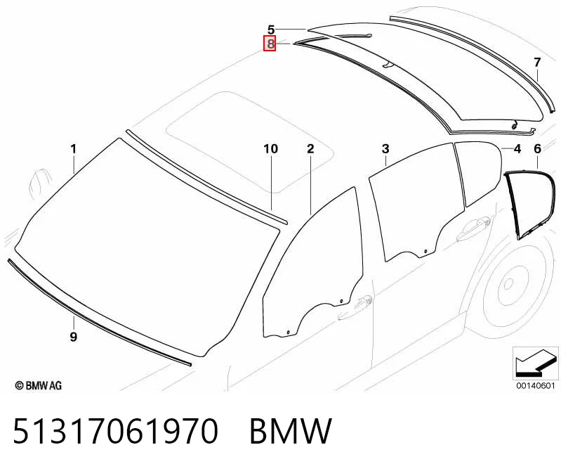 51317061970 BMW Накладка заднего стекла