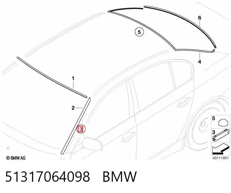 51317064098 BMW Клипса крепежная лобового стекла