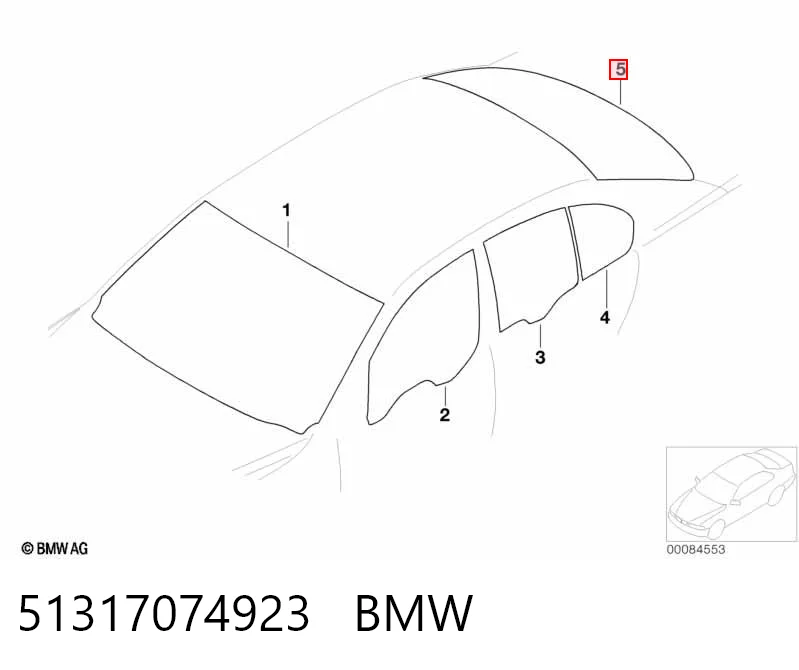 Автомобильное стекло заднее на BMW 7  E65, E66, E67
