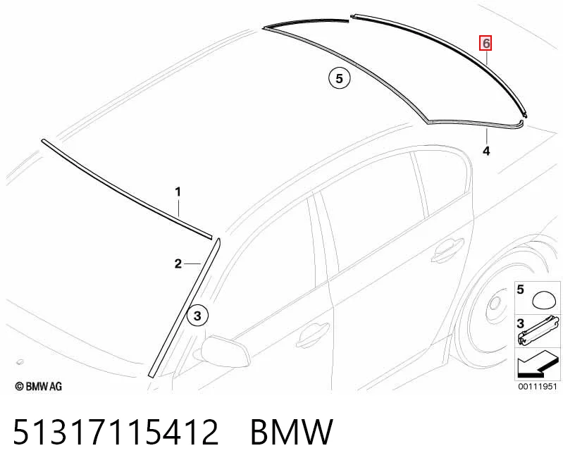 51317115412 BMW Уплотнитель заднего стекла нижний