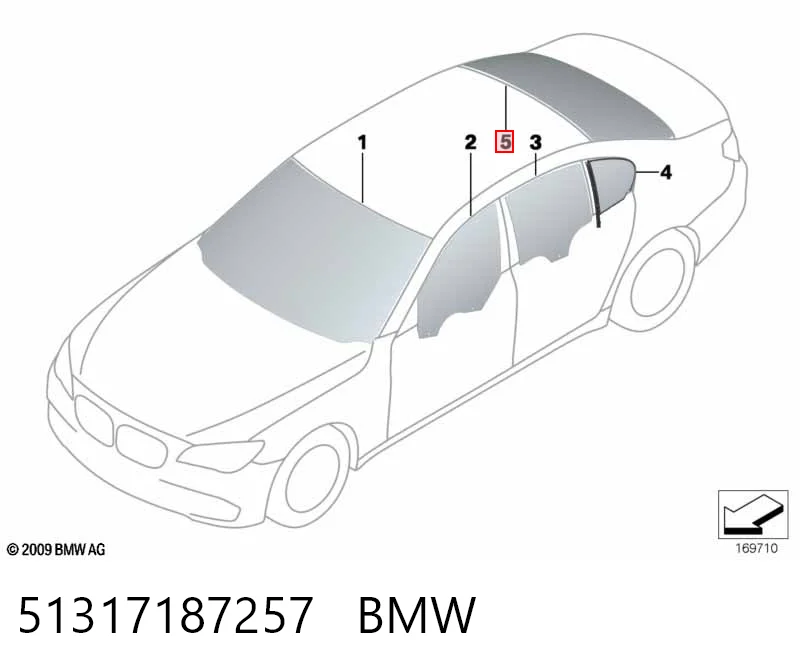 Автомобильное стекло заднее на BMW 7  F01, F02, F03, F04