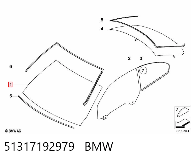 Стекло лобовое BMW 51317192979
