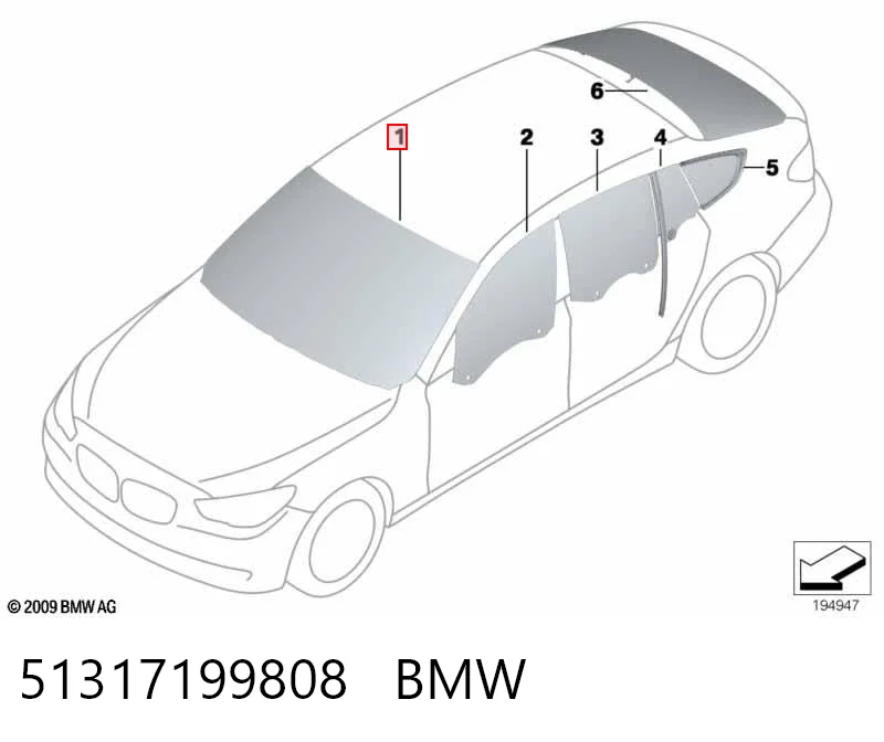 Стекло лобовое BMW 51317199808