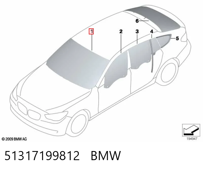 Стекло лобовое BMW 51317199812