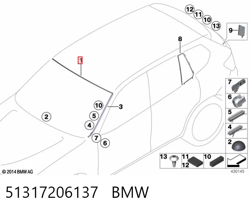 GS1417P126X Icor Верхний молдинг ветрового стекла