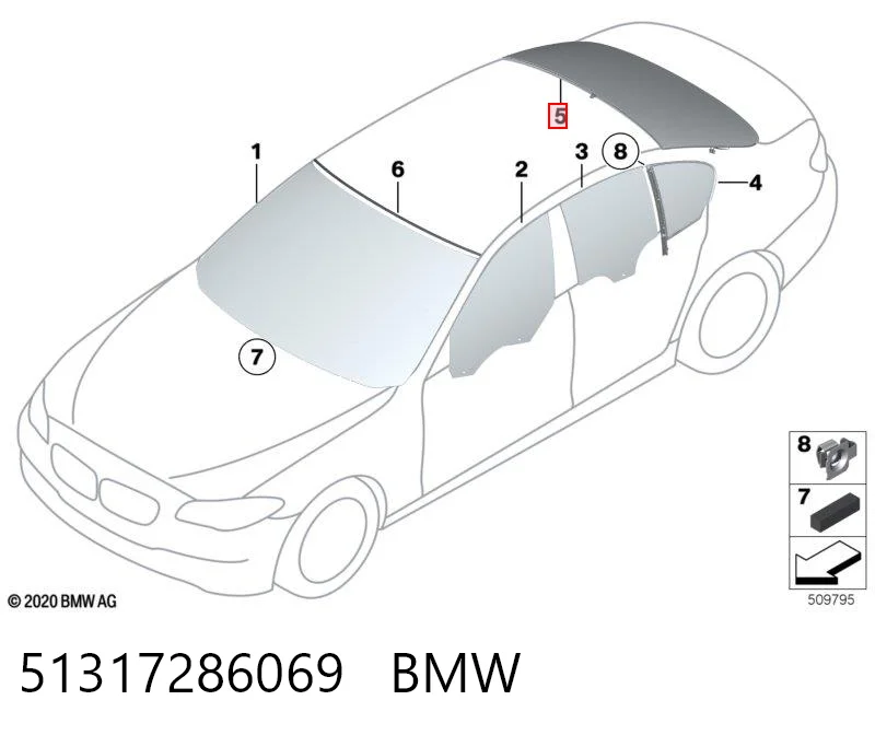 Автомобильное стекло заднее на BMW 5  F10
